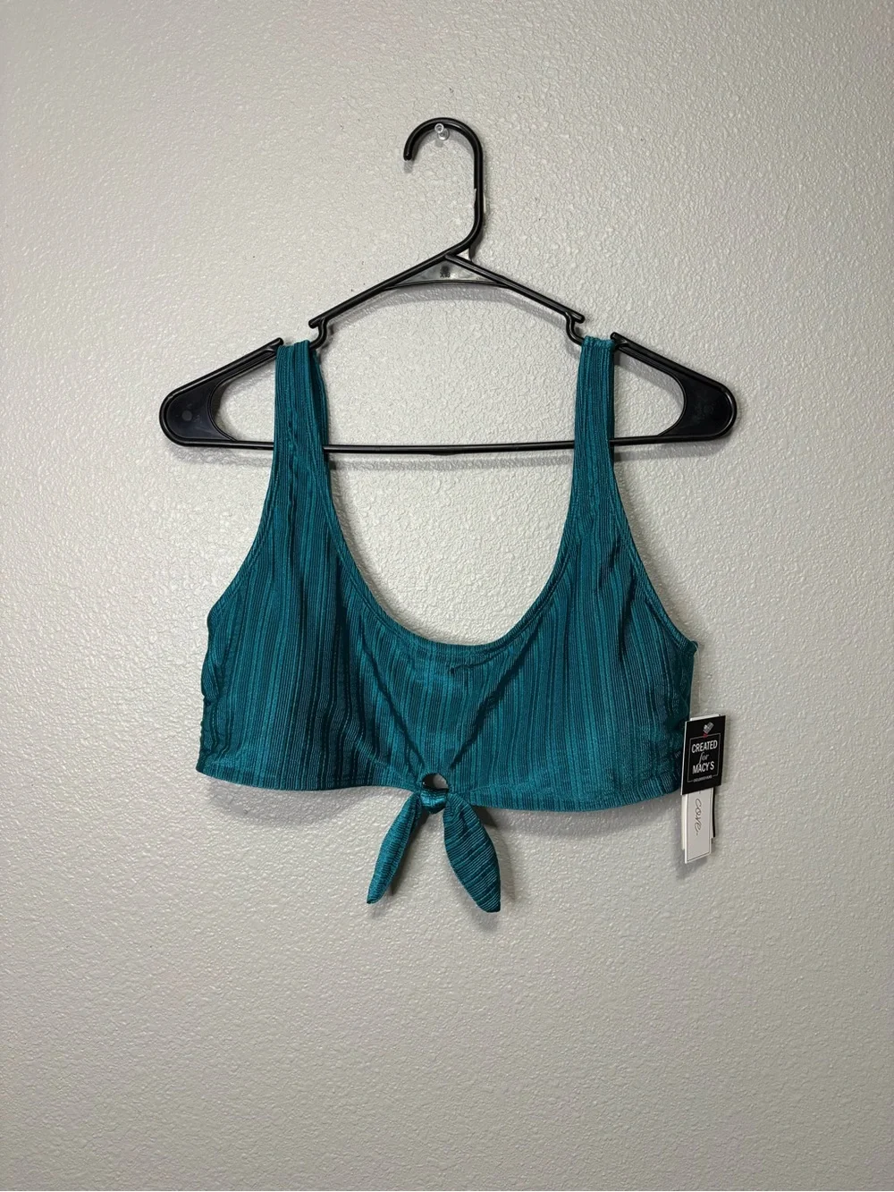Salt + Cove Shiny Seersucker Over-The-Shoulder Bralette Bikini Top - XL NWT